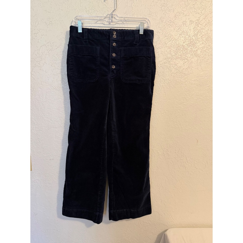 Free Assembly Navy Blue Corduroy Wide Leg High Rise Button Fly Pants Size 8